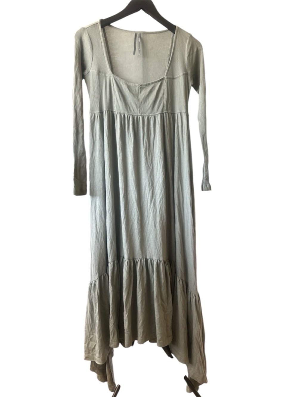 Anthropologie Olive Green Long Sleeve Tiered Maxi Dress - Picture 3 of 11
